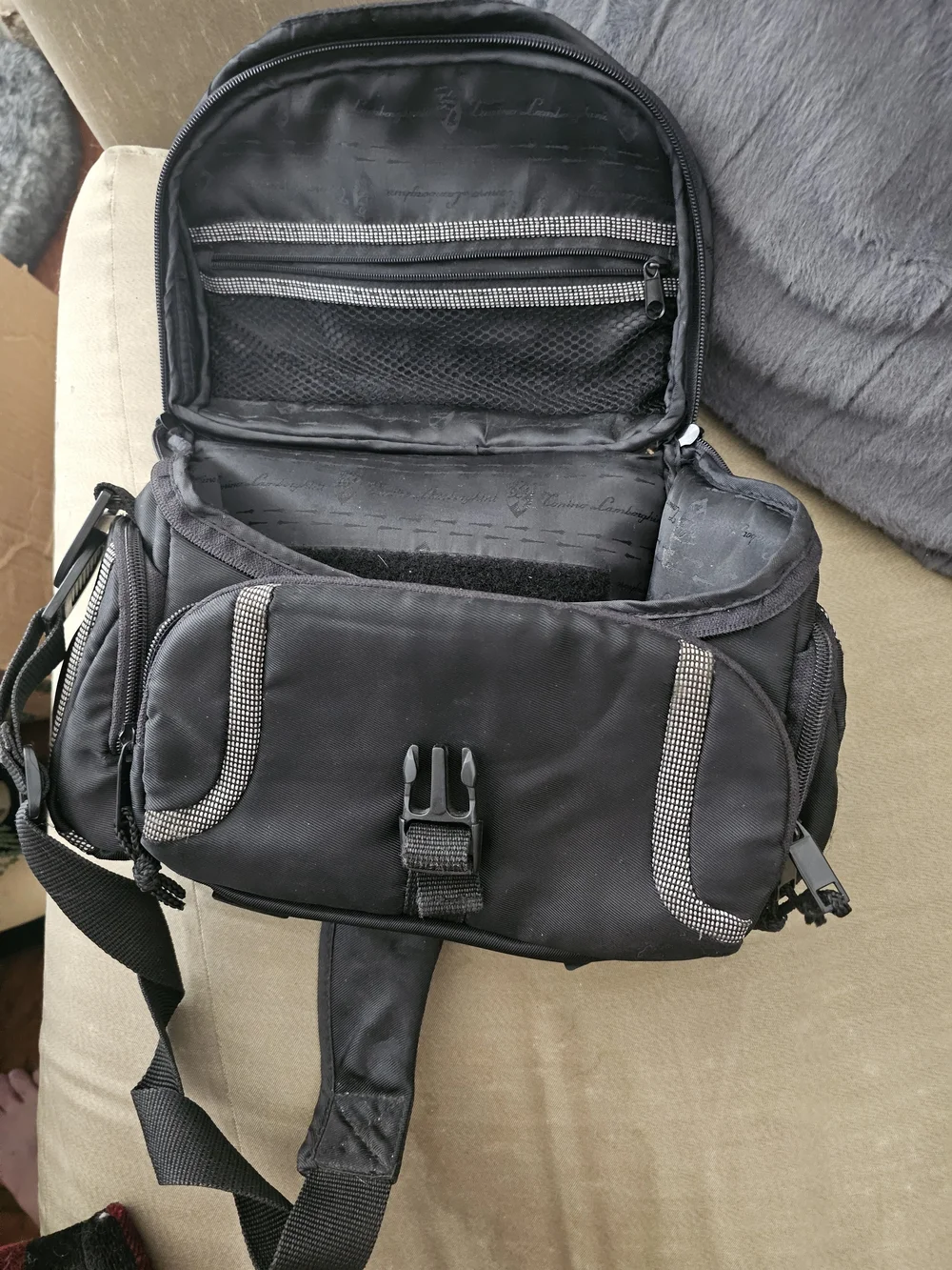 Lamborghini Black and Silver Men's Messenger Bag